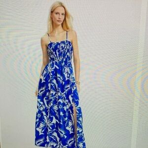 LOFT Royal Blue and White Floral Maxi Dress